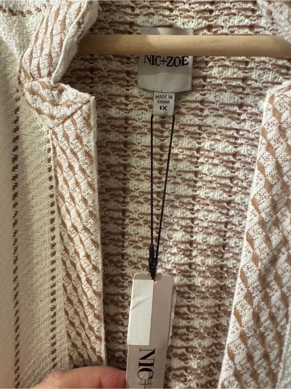 NIC+ZOE Cream Jacket with Tan Trim - Picture 2 of 7